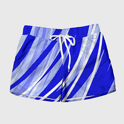 Шорты женские Абстрактный синий полосатый, цвет: 3D-принт