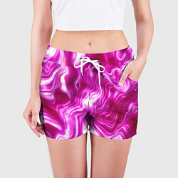 Шорты женские Завихрения - оттенки розового и белого, цвет: 3D-принт — фото 2