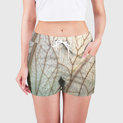 Шорты женские Прожилки листика, цвет: 3D-принт — фото 2