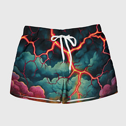 Шорты женские Молнии в виде разлома, цвет: 3D-принт