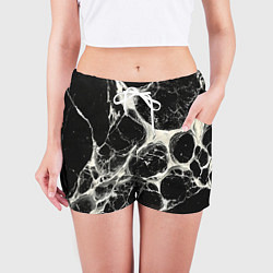 Шорты женские Бело-черная потертая текстура, цвет: 3D-принт — фото 2