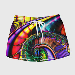 Шорты женские Фрактальный узор неоновый, цвет: 3D-принт