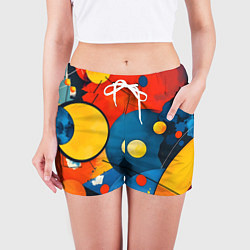 Шорты женские Динамичный красочный паттерн, цвет: 3D-принт — фото 2