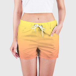 Шорты женские Градиент нежный жёлто-розовый, цвет: 3D-принт — фото 2