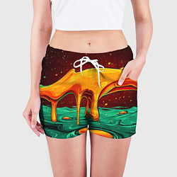 Шорты женские Оранжевая клякса текстура, цвет: 3D-принт — фото 2