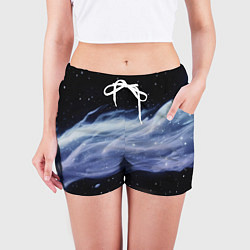 Шорты женские Синяя волна в космосе - текстура, цвет: 3D-принт — фото 2