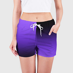 Шорты женские Чёрно-сиреневый градиент пополам, цвет: 3D-принт — фото 2