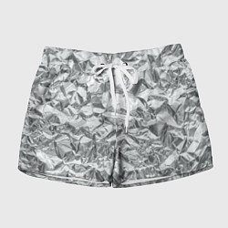 Шорты женские Серебряная фольга - мятая текстура, цвет: 3D-принт