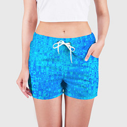 Шорты женские Голубой неоновый абстрактная текстура, цвет: 3D-принт — фото 2