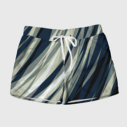 Женские шорты Синий с оливковым диагональные полосы