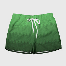 Шорты женские Зеленый градиент текстурные полосы, цвет: 3D-принт