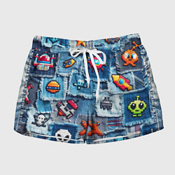 Шорты женские Пиксельный космос, цвет: 3D-принт