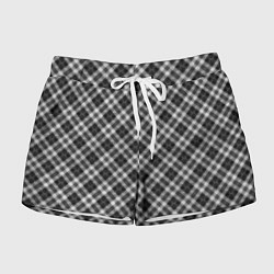 Шорты женские Косая черно белая клетка, цвет: 3D-принт