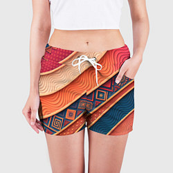 Шорты женские Геометрия в солнечных тонах, цвет: 3D-принт — фото 2