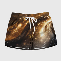 Шорты женские Блестящая текстура кофейного цвета, цвет: 3D-принт