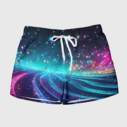 Шорты женские Сине-фиолетовая волнистая текстура, цвет: 3D-принт