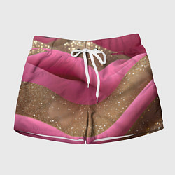 Шорты женские Кофейно-розовая блестящая текстура, цвет: 3D-принт