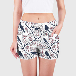 Шорты женские Вороны на ветках, цвет: 3D-принт — фото 2