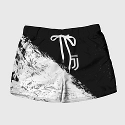Шорты женские Ювентус краски черно белые, цвет: 3D-принт