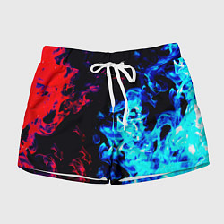Шорты женские Розовый и голубой огонь битва, цвет: 3D-принт