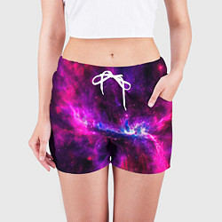 Шорты женские Неоновый галактический космос, цвет: 3D-принт — фото 2