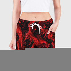 Шорты женские Красно-черные разводы краски - абстрактный узор, цвет: 3D-принт — фото 2