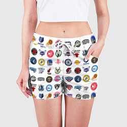 Шорты женские Команды НБА на белом фоне, цвет: 3D-принт — фото 2