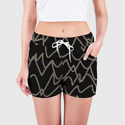 Шорты женские Кривые рукописные линии чёрно-коричневый, цвет: 3D-принт — фото 2