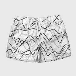 Шорты женские Белый с серыми волнистыми полосами, цвет: 3D-принт