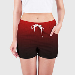 Шорты женские Из красного в чёрный градиент с точками, цвет: 3D-принт — фото 2