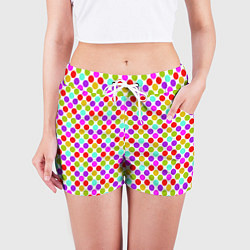 Шорты женские Разноцветный горох на белом, цвет: 3D-принт — фото 2
