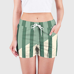 Шорты женские Зеленые полосы, цвет: 3D-принт — фото 2