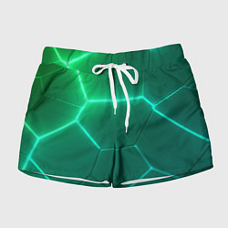 Шорты женские Зеленые неоновые плитки, цвет: 3D-принт