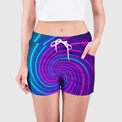 Шорты женские Сине-фиолетовая спираль, цвет: 3D-принт — фото 2
