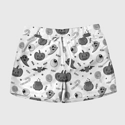 Шорты женские Halloween grey and white, цвет: 3D-принт