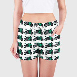 Шорты женские Motorcycle turquoise, цвет: 3D-принт — фото 2