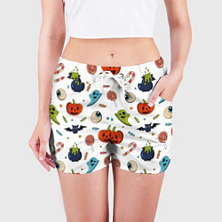 Шорты женские Halloween pumpkin show, цвет: 3D-принт — фото 2