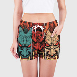 Шорты женские Demons Oni - neuroart, цвет: 3D-принт — фото 2