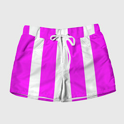 Шорты женские Color white pink line, цвет: 3D-принт