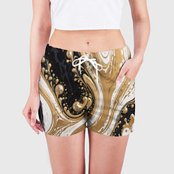Шорты женские Черный агат и жидкое золото, цвет: 3D-принт — фото 2
