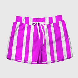 Шорты женские Color white pink stripes, цвет: 3D-принт