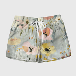 Шорты женские Цветы и цветочки, цвет: 3D-принт