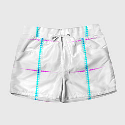 Шорты женские Color white blue pink stripes, цвет: 3D-принт
