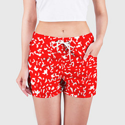 Шорты женские Красный яркий камуфляж, цвет: 3D-принт — фото 2