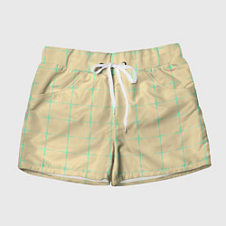 Шорты женские Color beige green crosses, цвет: 3D-принт