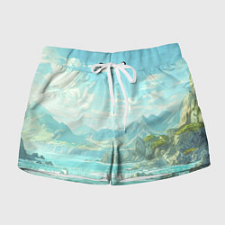 Шорты женские Художественный берег со скалами, цвет: 3D-принт