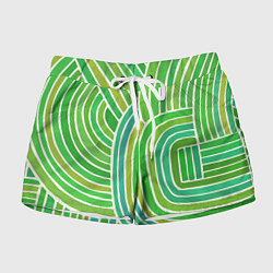 Шорты женские Абстрактный узор зеленый, цвет: 3D-принт