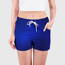 Шорты женские Синий с затемнением текстура, цвет: 3D-принт — фото 2