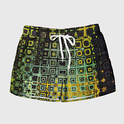 Шорты женские Абстрактная зелено-черная текстура, цвет: 3D-принт