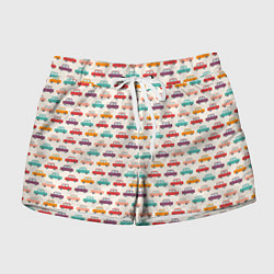 Шорты женские Цветные машинки паттерн, цвет: 3D-принт